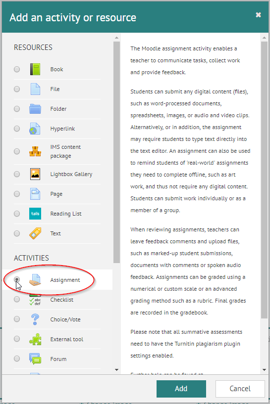 moodle assignment not displayed